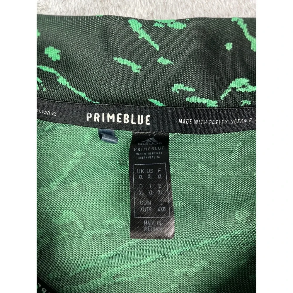 Adidas Golf Shirt Men's Primeblue Jacquard Print Polo Green Black Camelback Logo